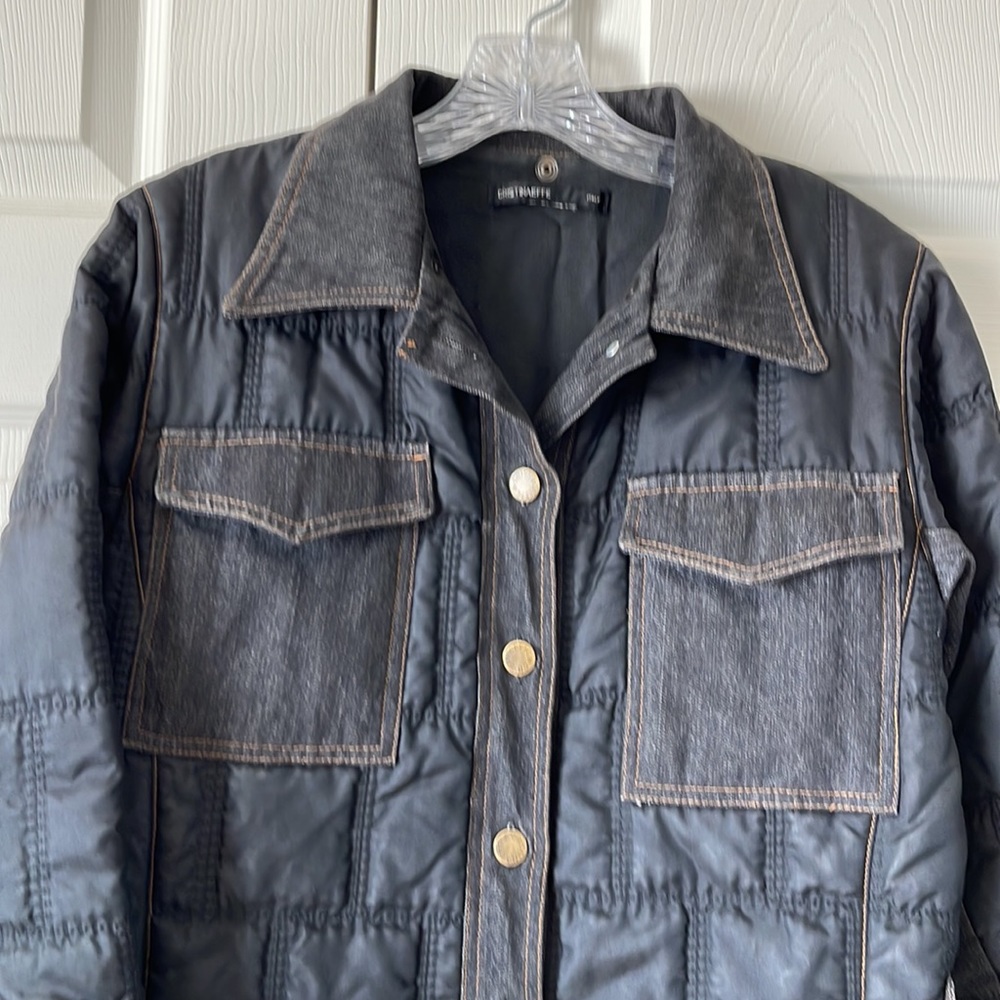 Italian Designer, CRISTINAEFFE, Black/Denim Quilted Puffer Coat. - Picture 2 of 11